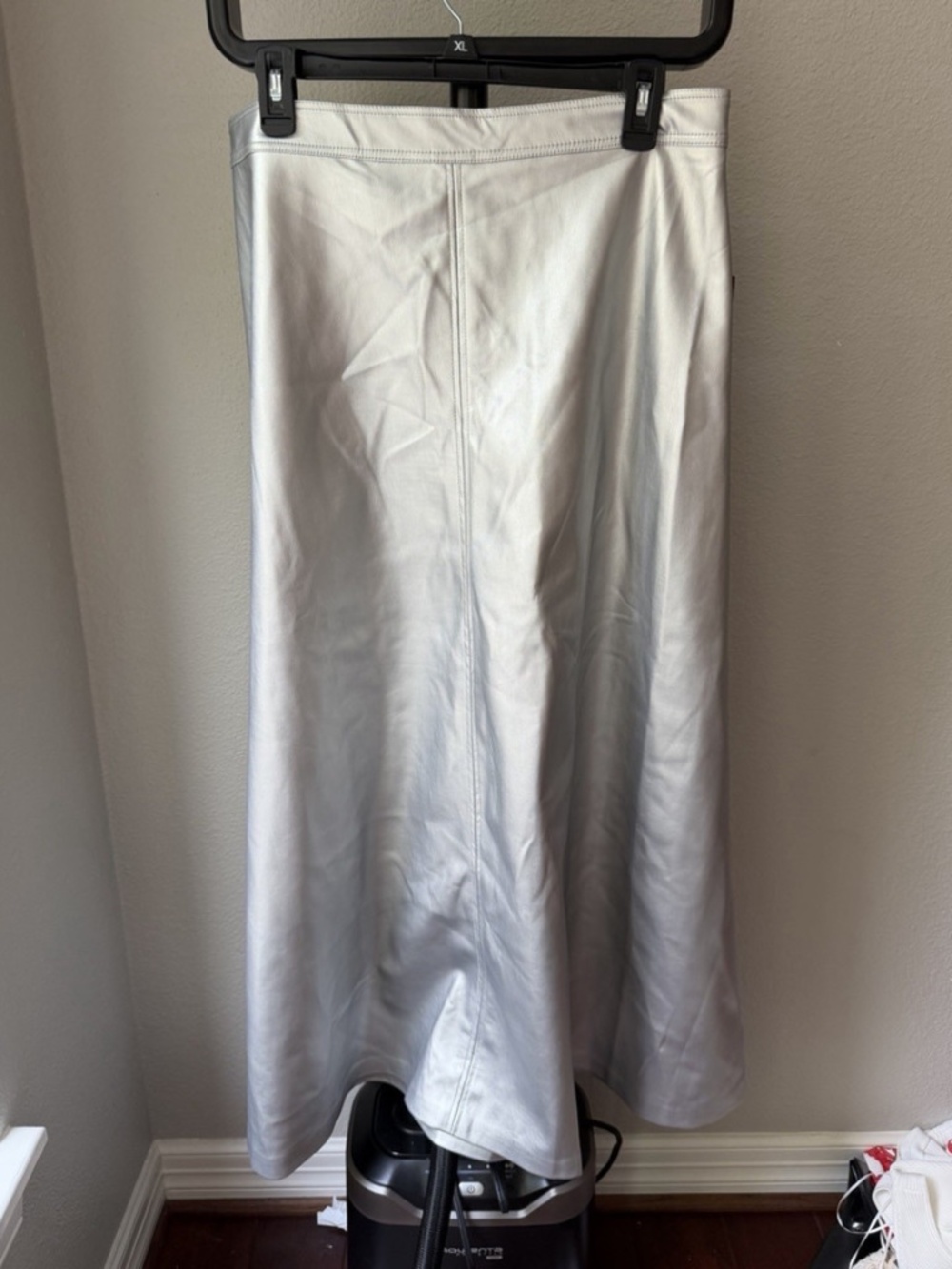 Vince Camuto Women’s Silver Solid Maxi Skirt Zip Closure Zipper Accent L